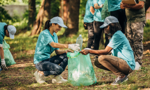 People cleaning the environment