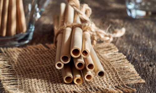 Bamboo Straws on a Table